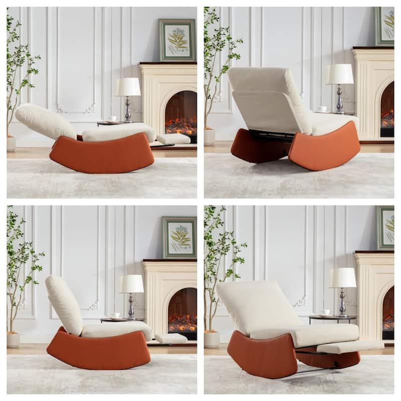 Modern Upholstered Rocking Chair Recliner w/ Footrest and Soft Padded