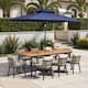 Option Brown Table with Navy Blue Umbrella
