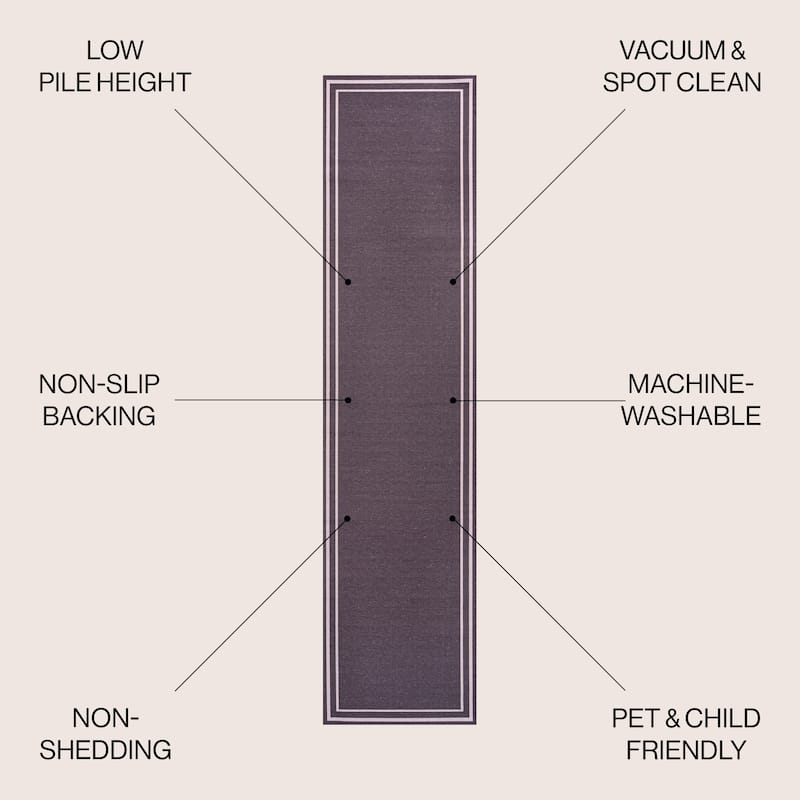 JONATHAN Y Ainsley Classic 2-Stripe Border Washable Area Rug