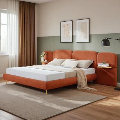 Christopher Knight Home - Thorne Upholstered Bed Frame with Headborad and 2 Side Panel Nightstands