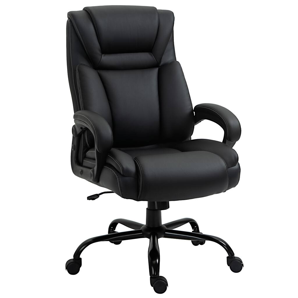 Executive Office Chair, Computer Desk Chair with High Back PU Leather Ergonomic Upholstery, Adjustable Height and Swivel Wheels