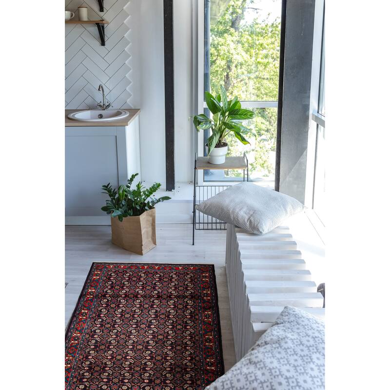 ECARPETGALLERY Hand-knotted Andelz Navy Wool Rug - 3'7 x 10'4