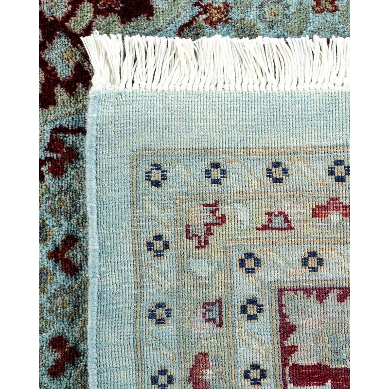 Overton Hand Knotted Wool Vintage Inspired Modern Contemporary Overdyed Blue Area Rug - 8' 1" x 10' 4"