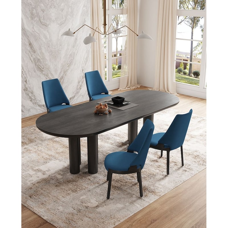 Manhattan Comfort Kara Modern Velvet Upholstered Dining Chair Set - Blue - Set of 2