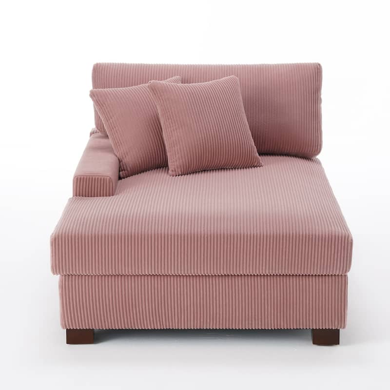 Corduroy Chaise Lounge Chair Upholstered Indoor Lounger Sofa