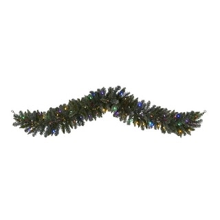 6' Flocked  Christmas Garland with 50 Multicolored LED Lights