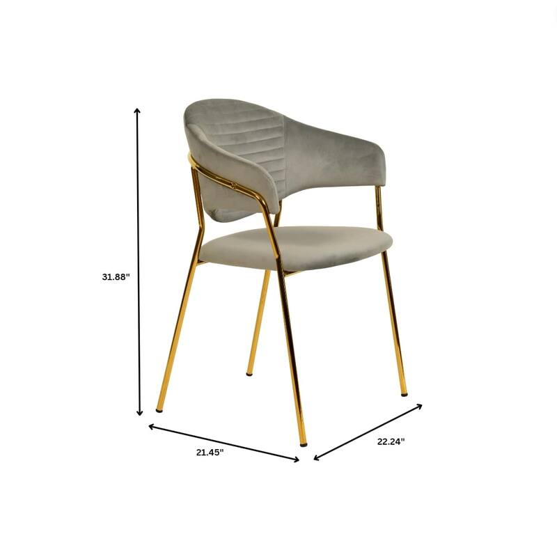 LeisureMod Set of 2 Bella Modern Dining Chair Upholstered in Leather or Velvet & Gold Base for Home Office Kitchen