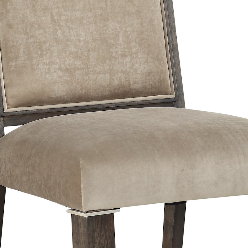 Brown/Beige Fabric Upholstered Wood Frame Dining Chair, Set of 2, Sturdy Dining Chair for Dining Rooms - 22.75