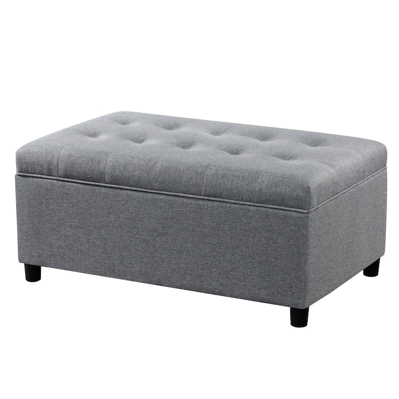 Adeco 35" Tufted Rectangular Storage Ottoman Bench