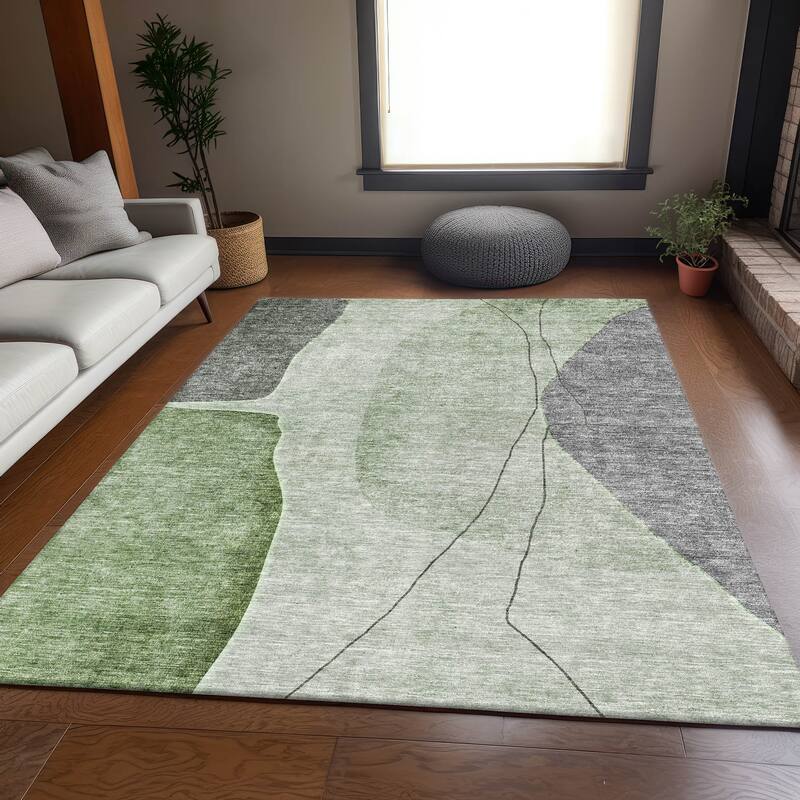 Premium Washable Super Soft Contemporary Mayfield Rug - Green - 5' x 7' 6" - Rectangle