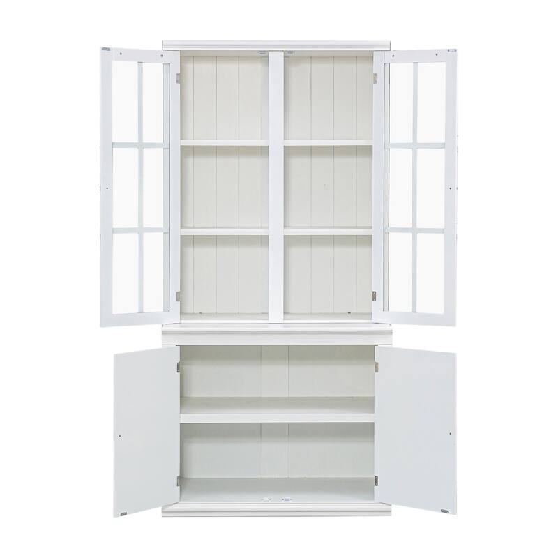 Modular White Curio Bookcase Cabinet w/Glass Doors Buffet Display
