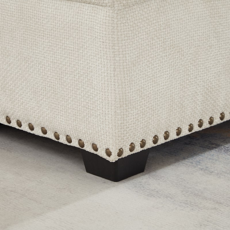 L-Shaped Chenille Sectional Sofa with Pull-Out Bed, Upholstered Convertible 7-Seater Sofa with Storage Ottoman & 2 Pillows