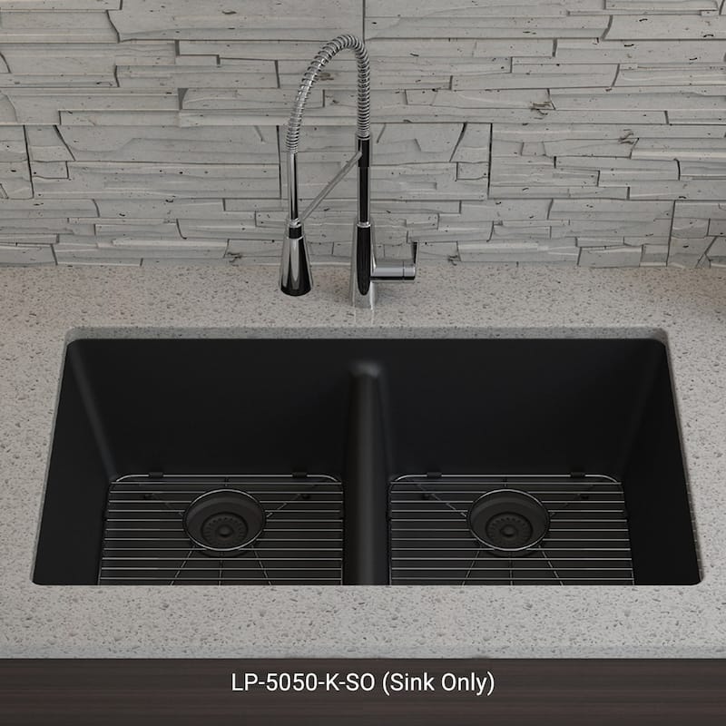 32 Inch Lexicon Platinum Quartz Composite Drop-in Undermount Galaxy Black - 19" W x 32" L x 9.75" H