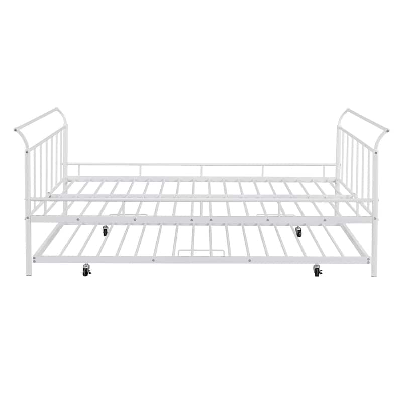 HomeRoots White Metal Full Day Bed With Trundle