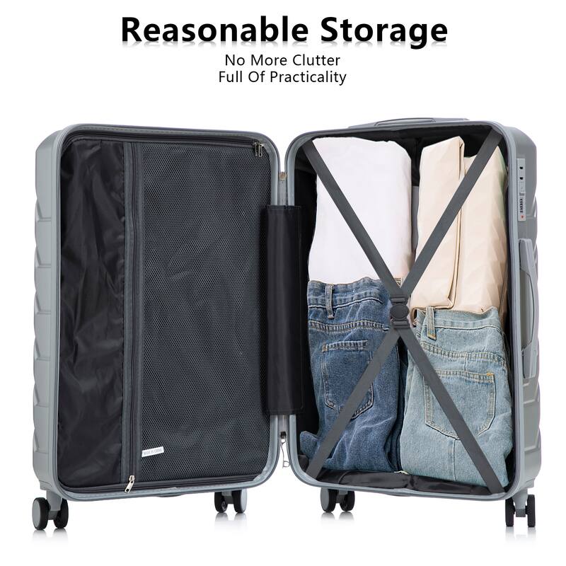 20"/24"/28" 3 pcs/set in ABS Spinner Wheel Luggage, Matching Color , With Combination Lock (Silver)