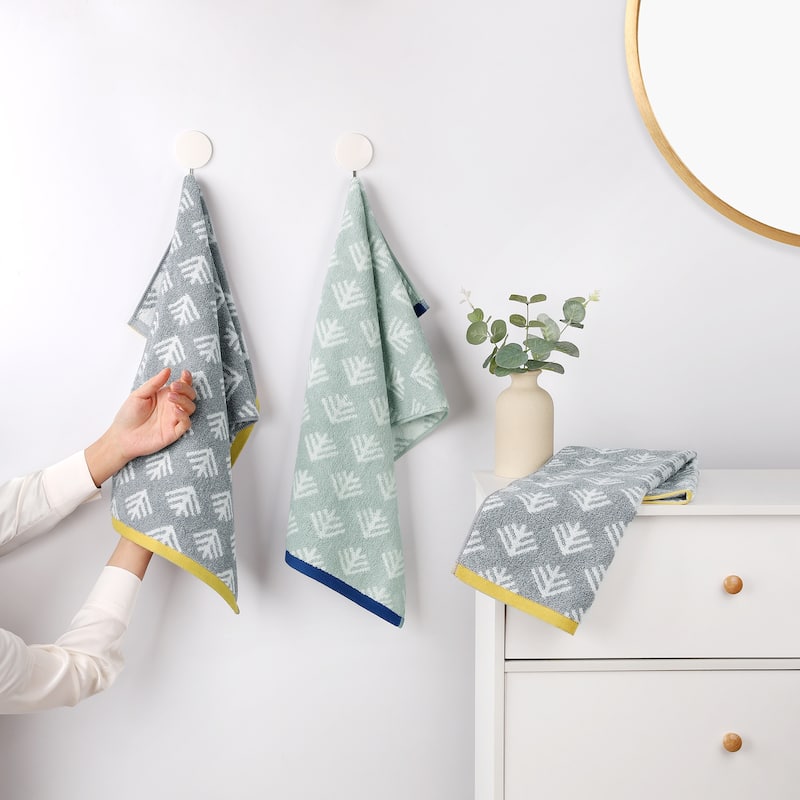 Cute Pattern Cotton Hand Towel Set 14" x 30" Soft Absorbent Hand Towels for Bathroom, Home Decor - Pink - 2 Pack