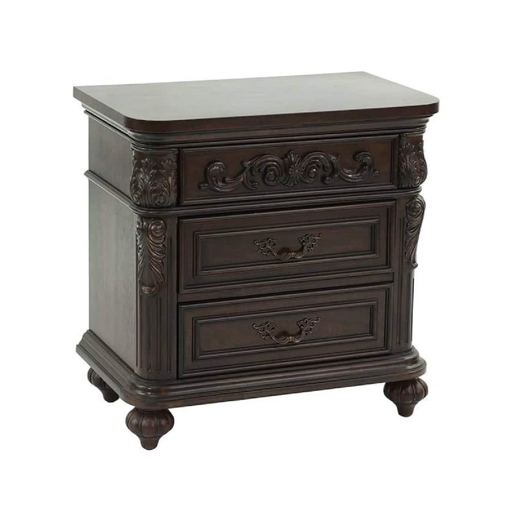 Brown 3 Drawer 17 in. W Nightstand with Sturdy Hardware and Ample Storage