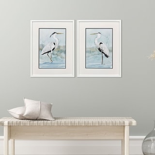 Paragon Heron on Blue Framed Art - Set of 2