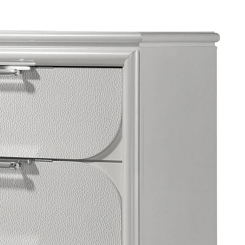 Dima Tall Dresser Chest, 4 Drawers w Acrylic Handles, White Rubberwood