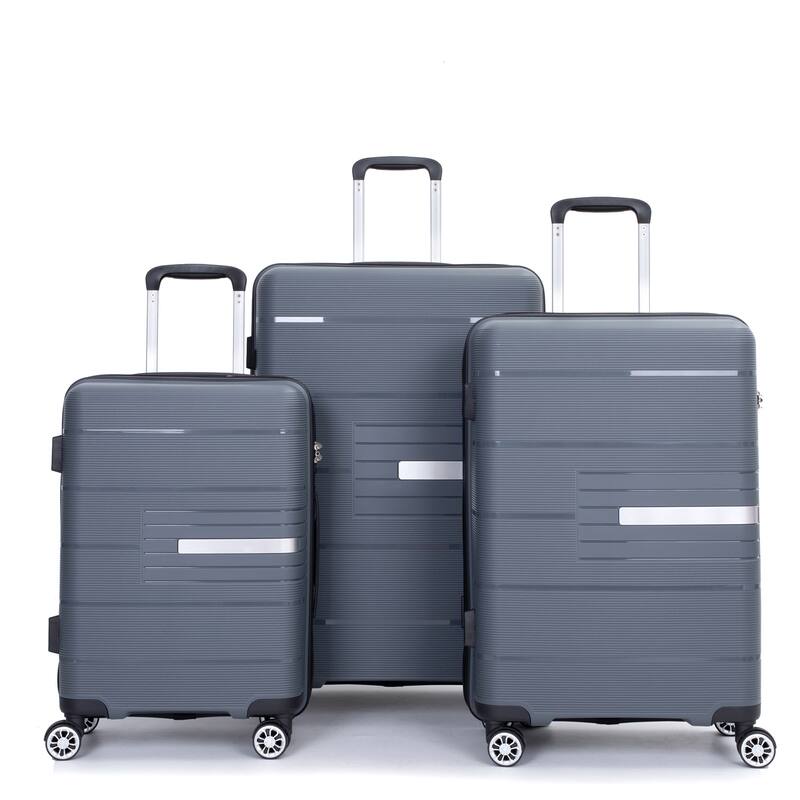 Luggage 3 Piece Set(20"/24"/28"), Hardshell Suitcase With Double Mute Spinner Wheels, Durable Lightweight Suitcase With TSA Lock - Gray