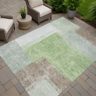 Machine Washable Indoor/ Outdoor Solid Contemporary Chantille Rug