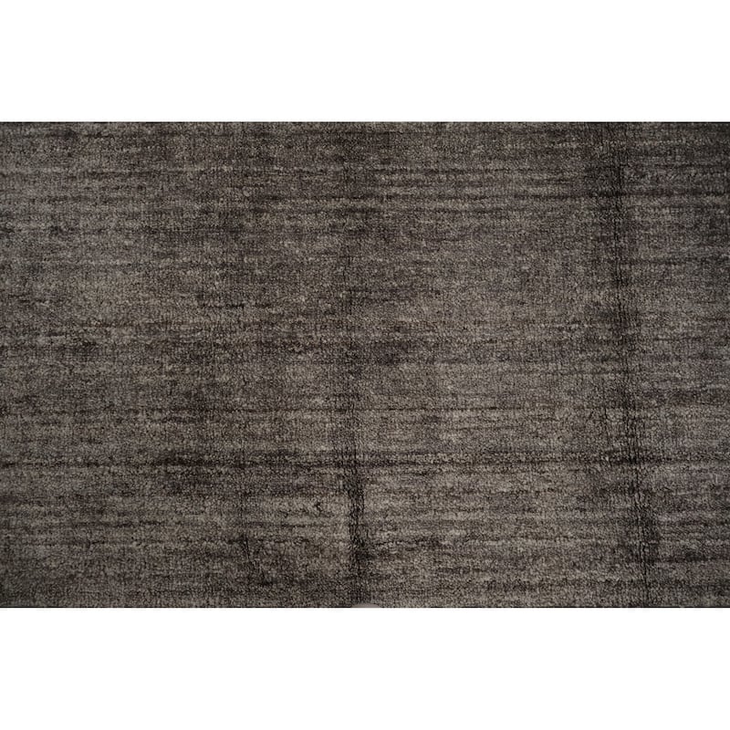 Hand Knotted Oriental 100% Wool Carpet Tribal Contemporary Greys & Charcoal Gabbeh Area Rug - 9' 8'' X 7' 9''