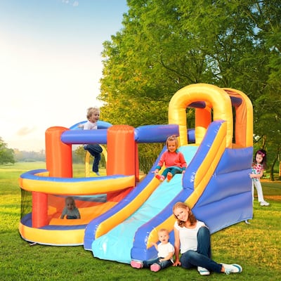 Inflatable Bounce House Slide Bouncer with Basketball Climbing Wall