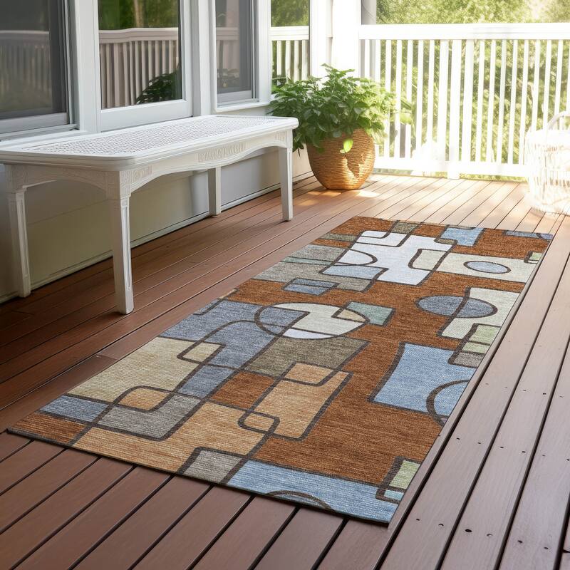 Machine Washable Indoor/ Outdoor Contemporary Prenner Chantille Rug - Paprika - 2'3" x 7'6"