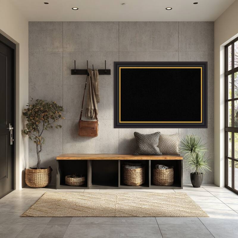 Sierra Black Brown Wood Framed Cork Board - Bulletin Board, Organization Board, Pin Board