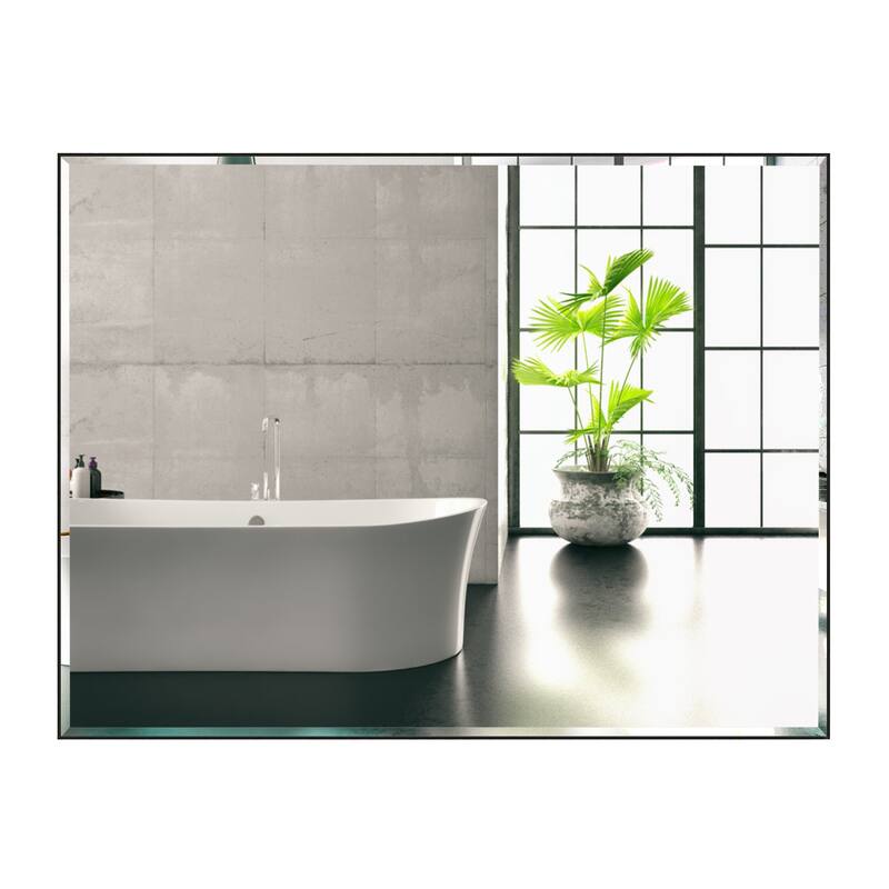 Aluminum Framed Rectangle Beveled Bathroom Wall Mirror