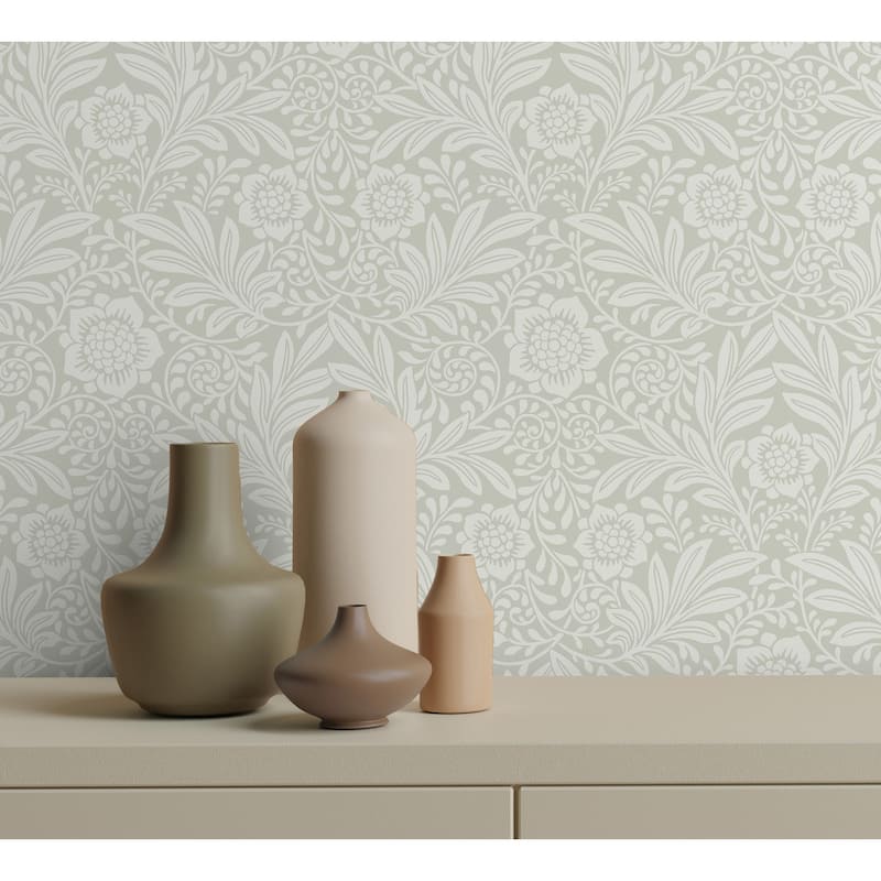 Fine Decor Camille Light Grey Damask Wallpaper