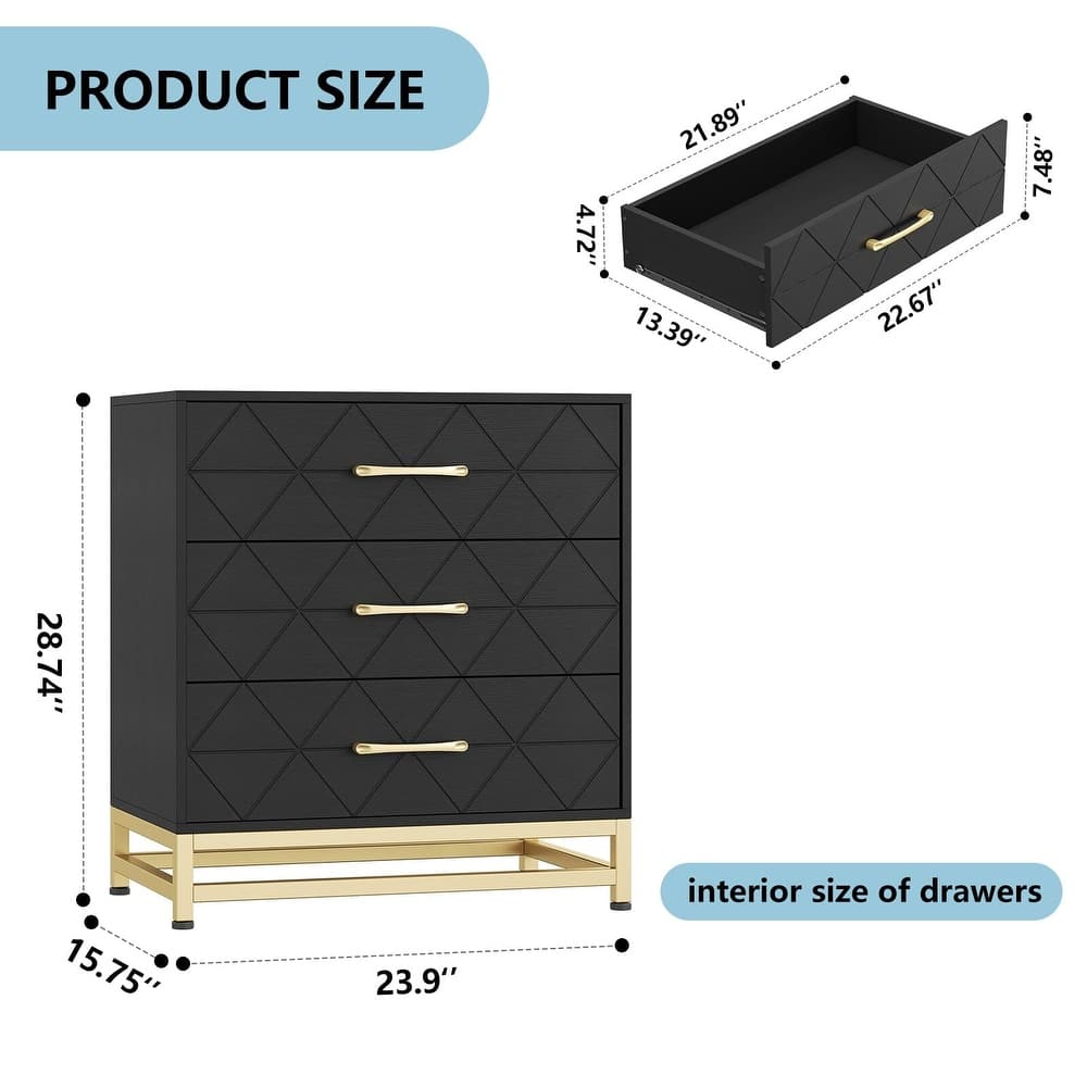 3-Drawer Dresser for Bedroom & Closet | Garvee Slim Tall Chest with Soft-Close Glides, Anti-Tip Kit