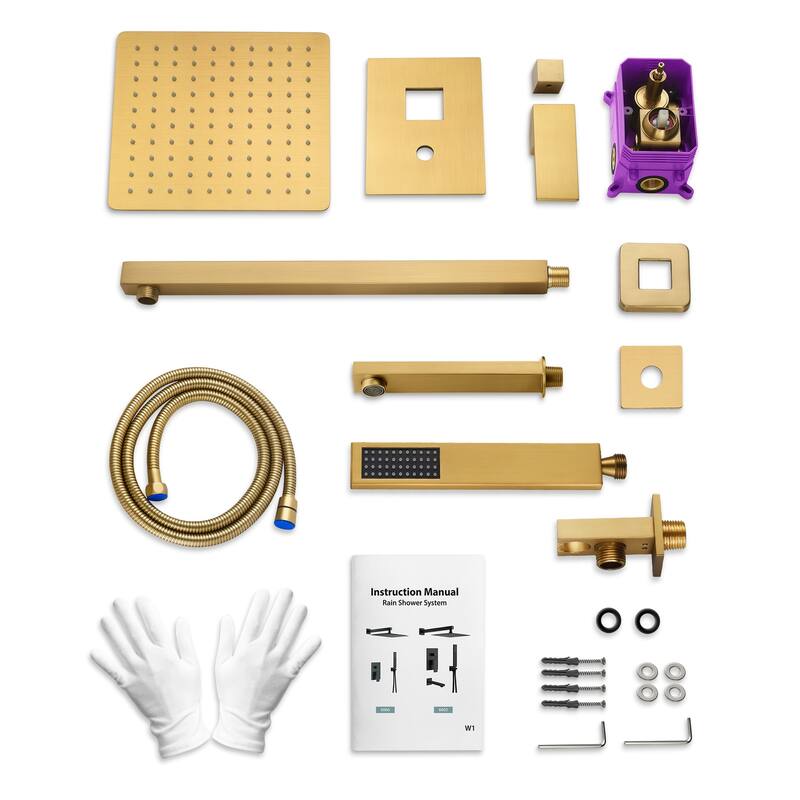 GRANDJOY 10" 3-in-1 Shower System with Rainfall Head, Handheld and Tub Spout, Pressure Balance Valve