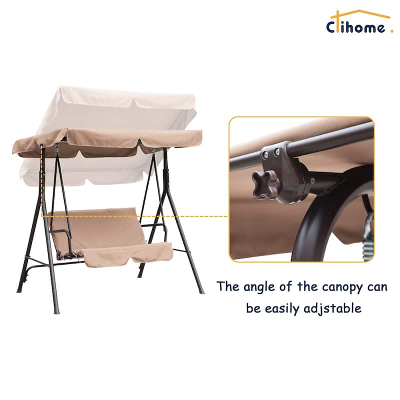 Clihome 2 Person Outdoor Porch Swing with Removable Cushions