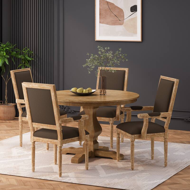 Mores Upholstered 5 Piece Circular Dining Set by Christopher Knight Home