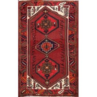 Geometric Hamedan Persian Tribal Area Rug Wool Hand-knotted Carpet - 3'5" x 4'7"