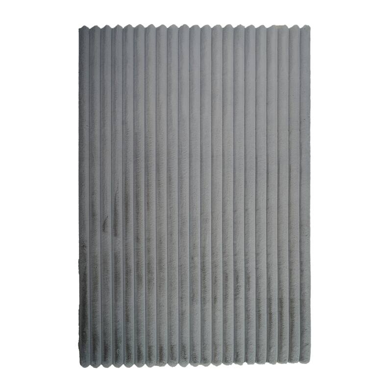 Madrid Collection Ultra Soft Ribbed Faux Fur Area Rug - Silver - Rectangle - 5 x 7