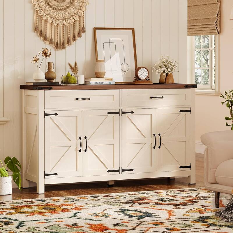 Buffet Cabinet Bar Cabinet Coffee Credenza Sideboard Barn Door Drawer