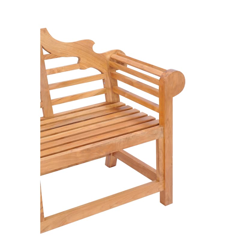Chic Teak Lutyens Teak Wood Outdoor Garden & Patio Double Bench