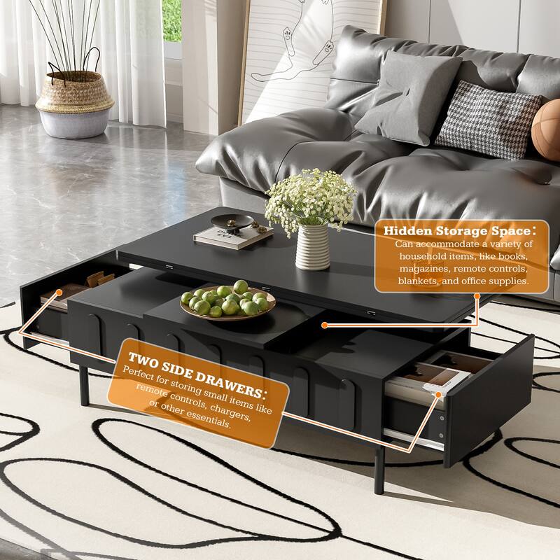 Modern Lift-Top Coffee Table with 2 Drawers