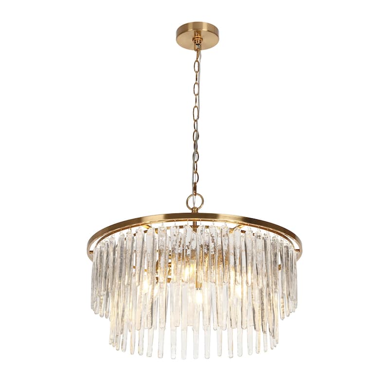Modern Gold 2-Tier 6-Light Drum Chandelier for Dining Living Room