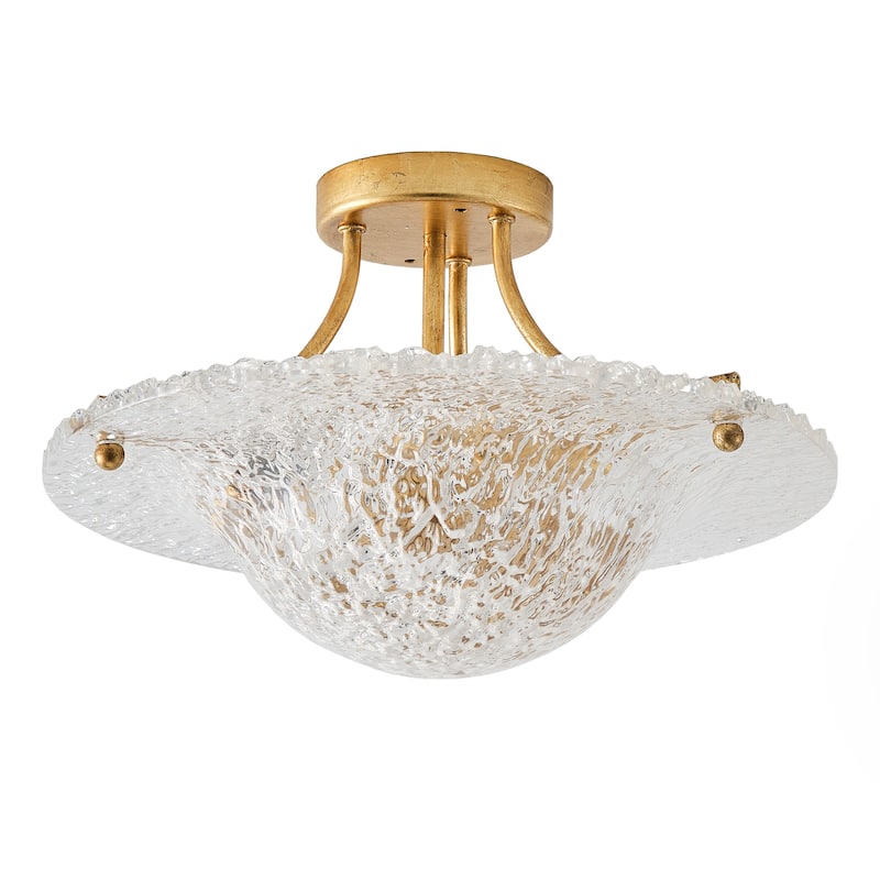 Vintage Distressed Gold Modern Semi-Flush Mount Ceiling Light - 15.8-inch W x 9.8-inch H