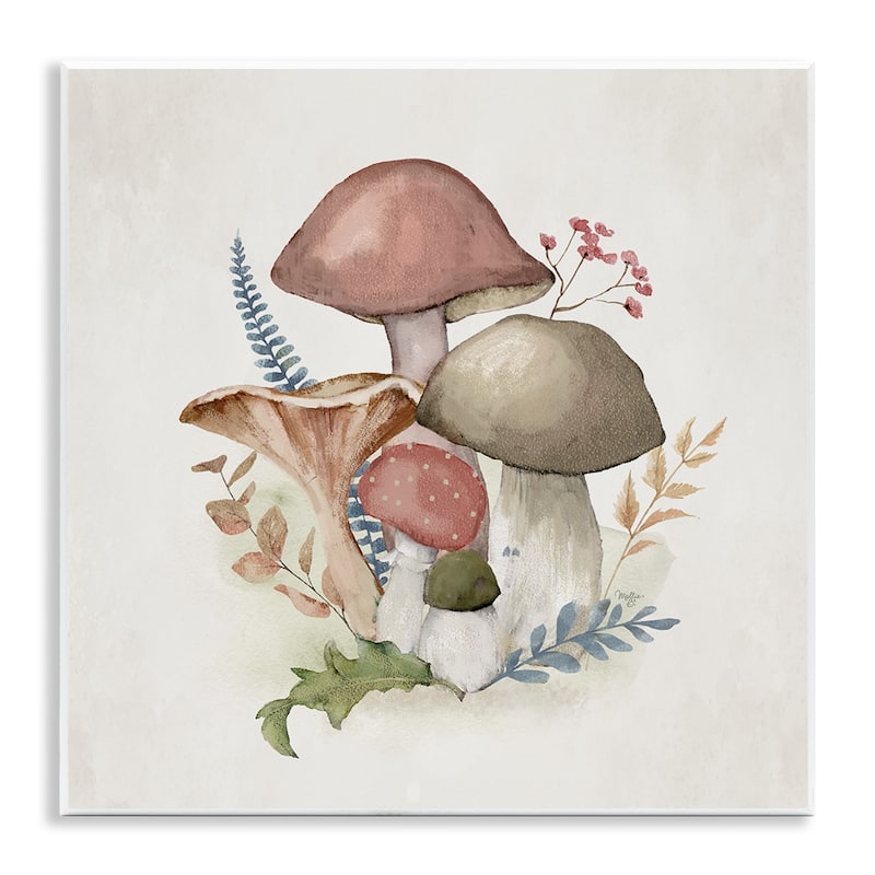 Stupell Pink Blooming Mushrooms Wall Plaque Art Design By Mollie B. - 12 x 12