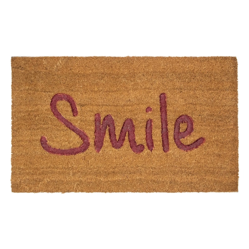 Natural Coir "Smile" Outdoor Rectangular Doormat 18" x 30" - 30