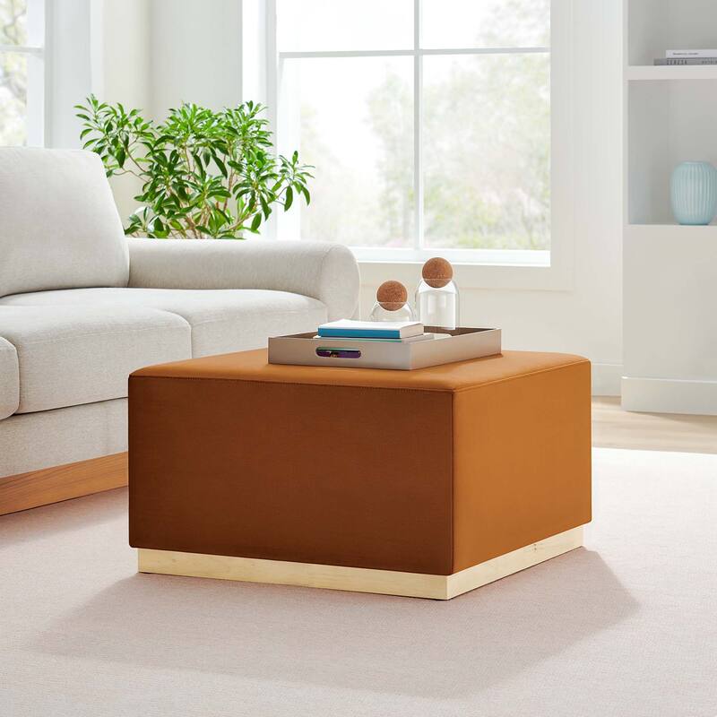 Tilden 17"/28" Square Performance Velvet Upholstered Ottoman
