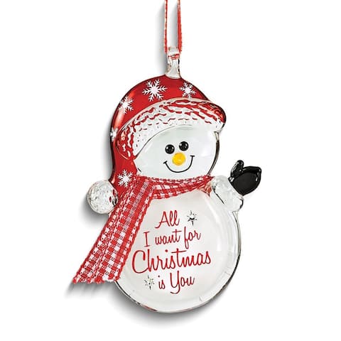 Curata All I Want For Christmas is You Snowman Glass Figurine Ornament