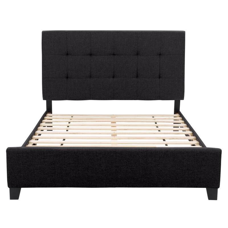 CorLiving Ellery Black Fabric Tufted Bed