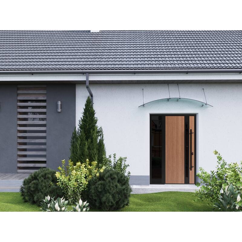 Front Exterior Prehung Steel Door Ronex 1033 Teak Entry Metal Painted W36xH80 Left hand Inswing