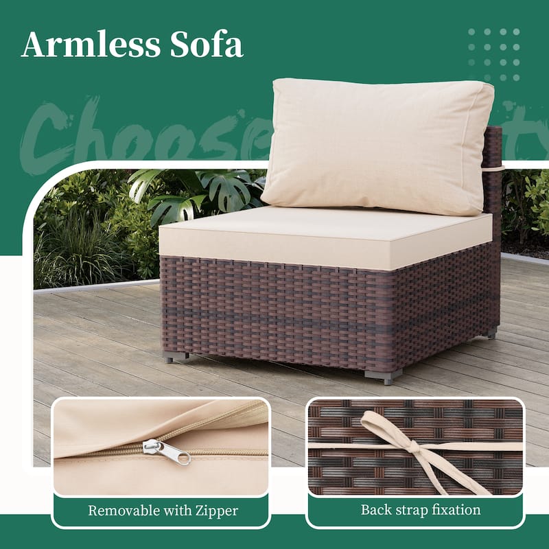 UPHA 6-Person Outdoor Section Group Patio Wicker Conversation Set