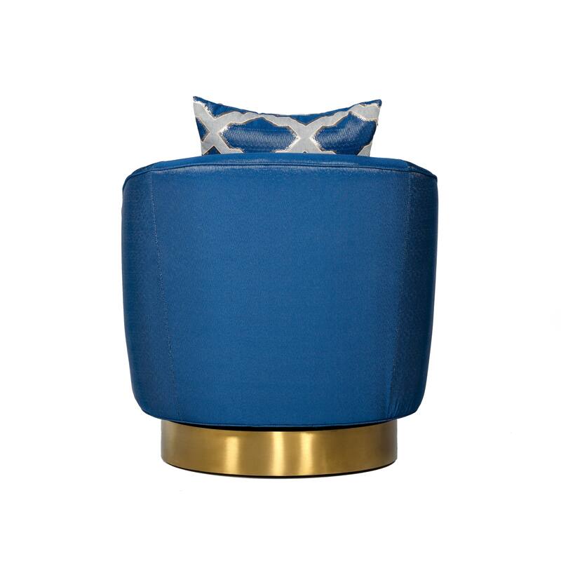 Modrest Niagra Glam Blue and Gold Fabric Accent Chair